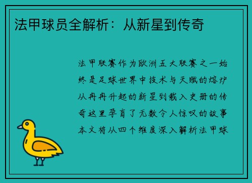 法甲球员全解析：从新星到传奇